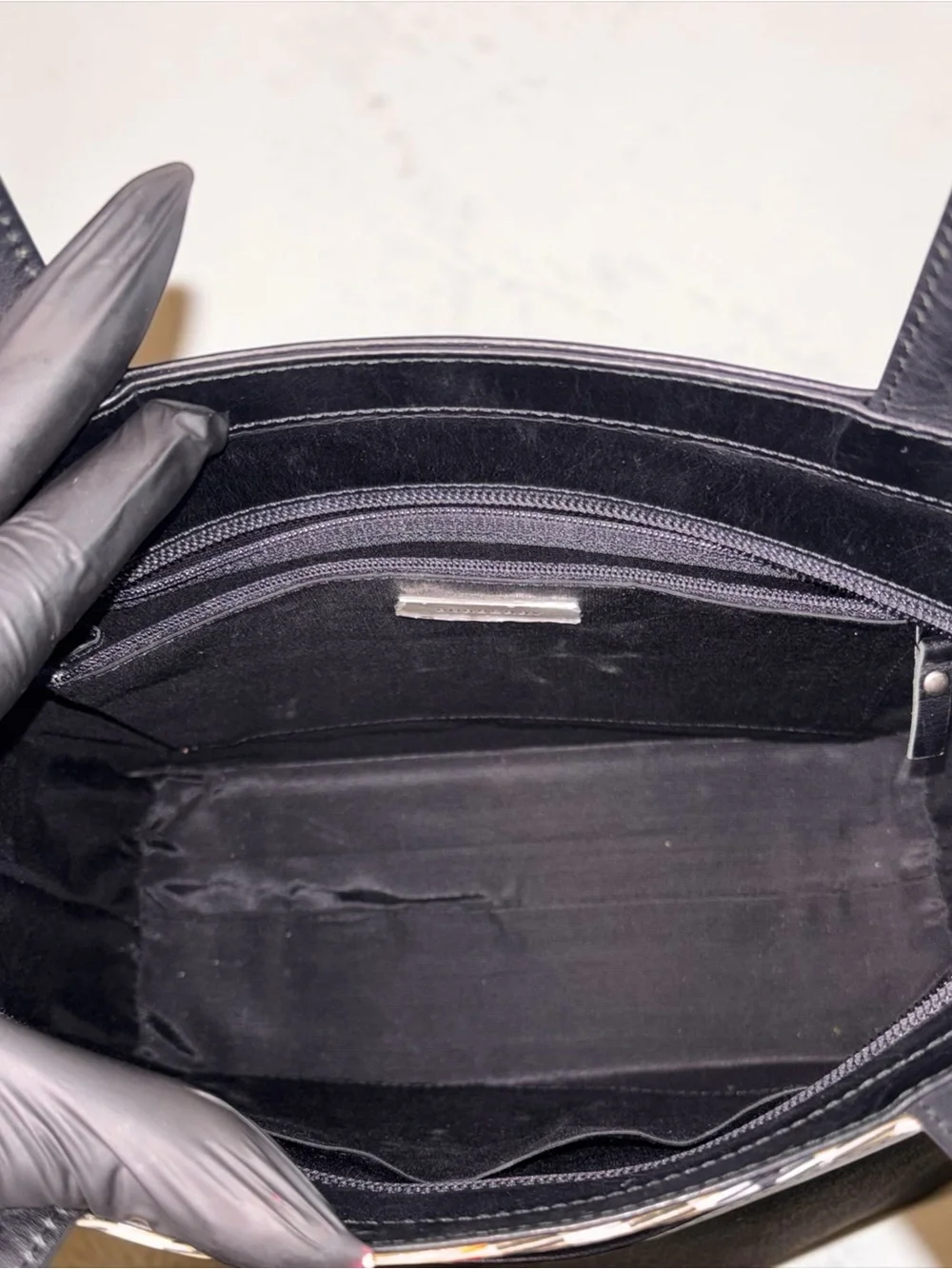 Burberry Black Leather Tote with Classic Nova Check Accent + Matching Wallet